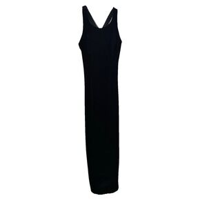 Vtg 90s Y2K dress Alex Evenings sz 12 Black crushed velvet velour maxi Holiday